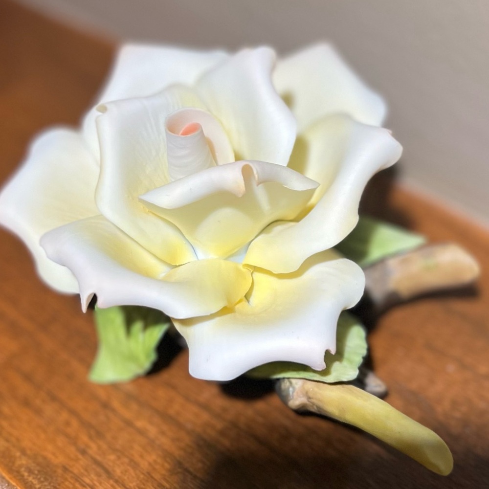 EUC~ 3D Vintage Hand painted & Hand made Ivory Rose Porcelain Capodimonte.